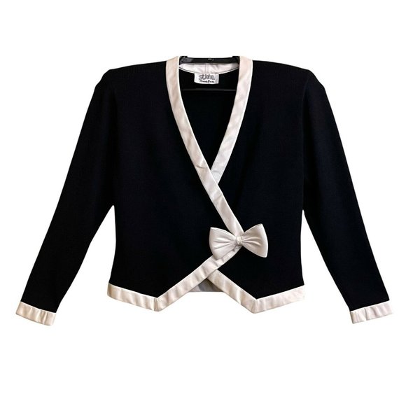 St John Neiman Marcus Women Formal Top 8 Satin Santana Knit Vintage Shoulder Pad - Picture 1 of 12